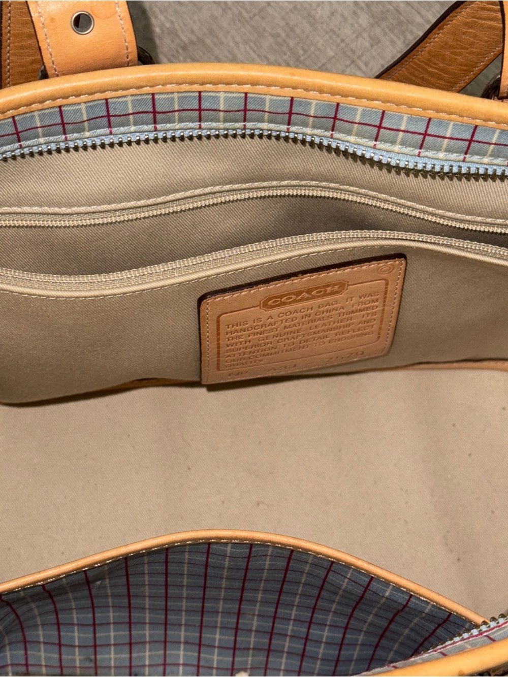Coach Rare Vintage Hampton Satchel Plaid Handbag Purse Bag Tote A3J-7579 - Picture 9 of 11
